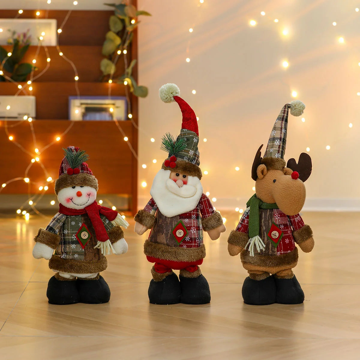 Plush Santa Figurine Soft Fabric Tabletop Accent