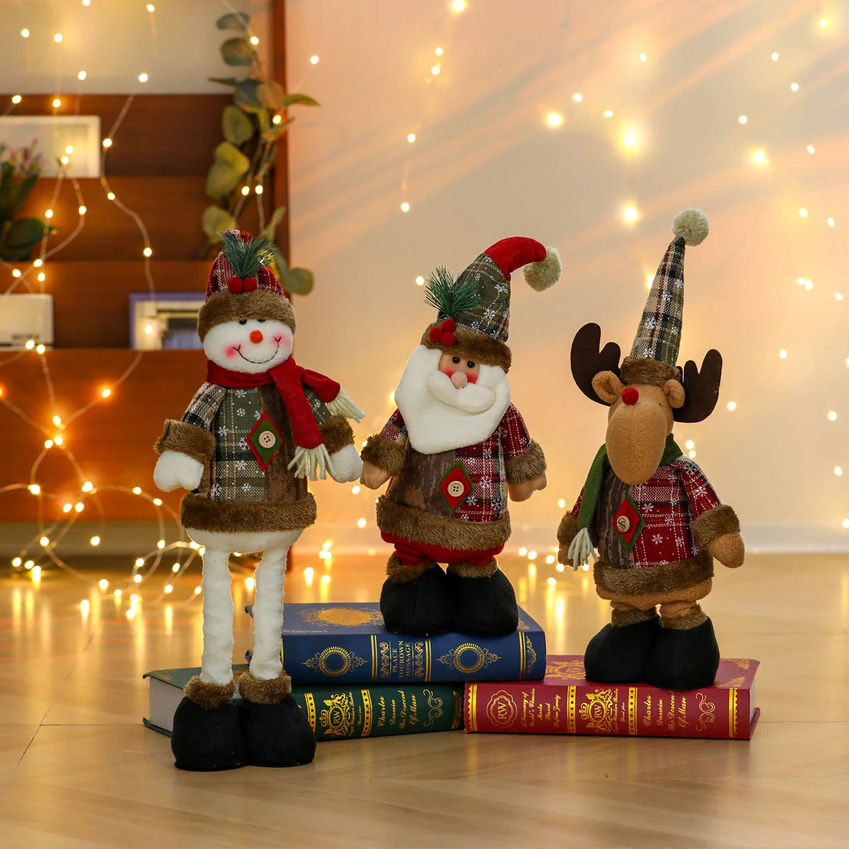 Plush Santa Figurine Soft Fabric Tabletop Accent