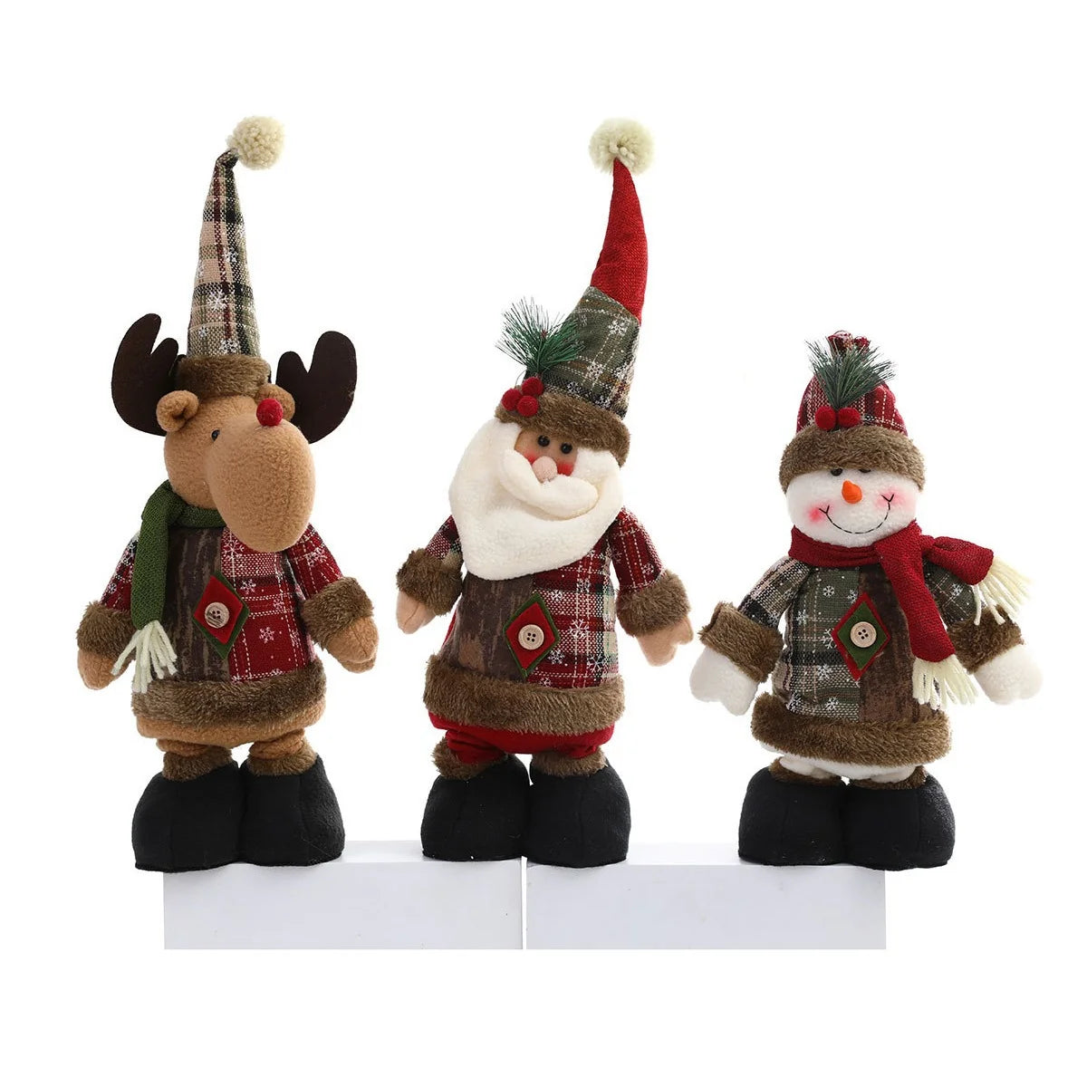 Plush Santa Figurine Soft Fabric Tabletop Accent