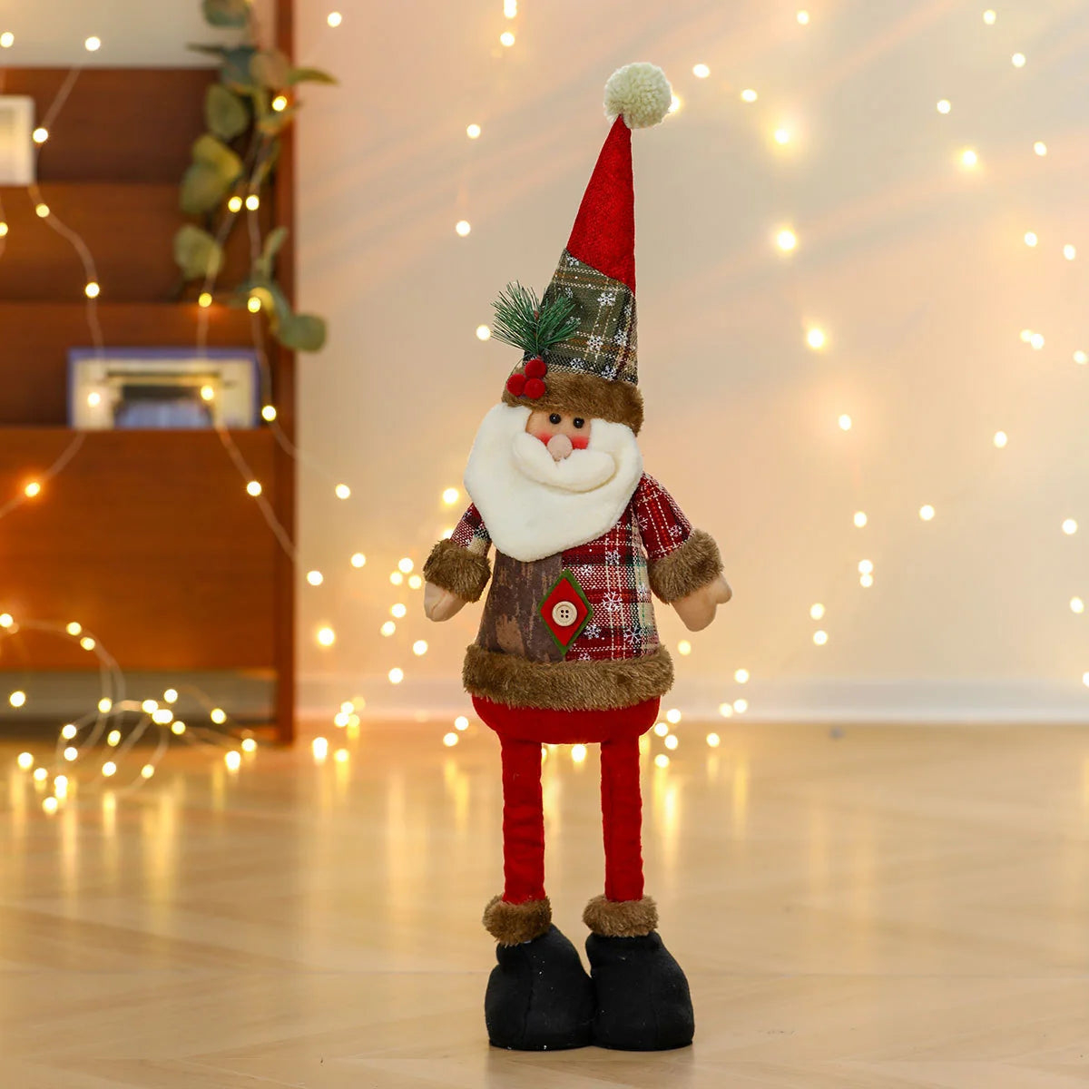 Plush Santa Figurine Soft Fabric Tabletop Accent