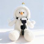 Plush Snowman 15 Inch Hand-Knitted Scarf & Aviator Hat