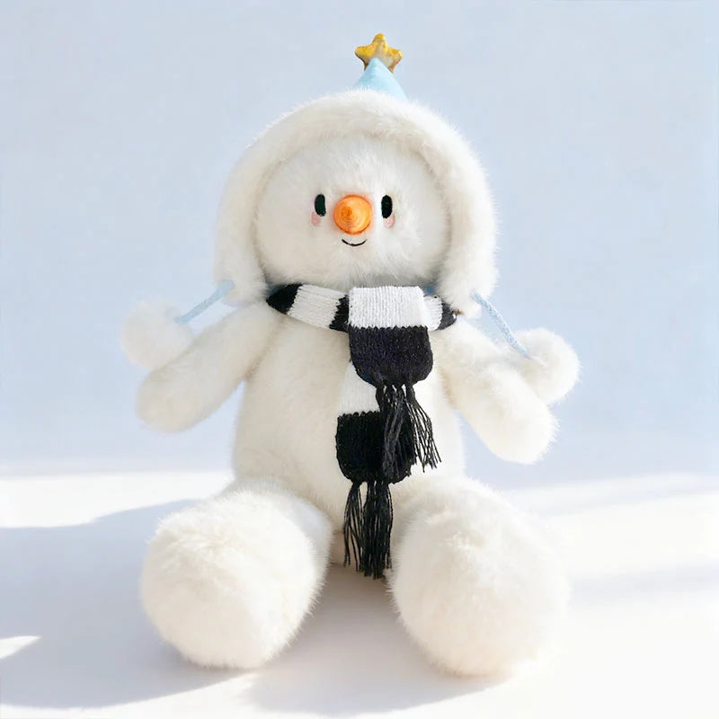 Plush Snowman 15 Inch Hand-Knitted Scarf & Aviator Hat