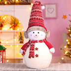 Plush Snowman Figurine Knitted Hat & Scarf 14 Inch
