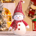 Plush Snowman Figurine Soft Knit Hat & Scarf