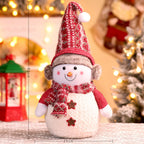 Plush Snowman Figurine Soft Knit Hat & Scarf