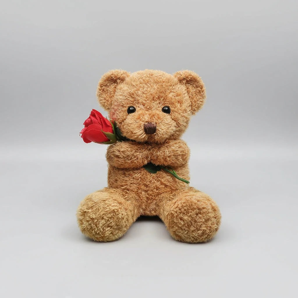 Plush Teddy Bear 30cm Fabric Rose Washable