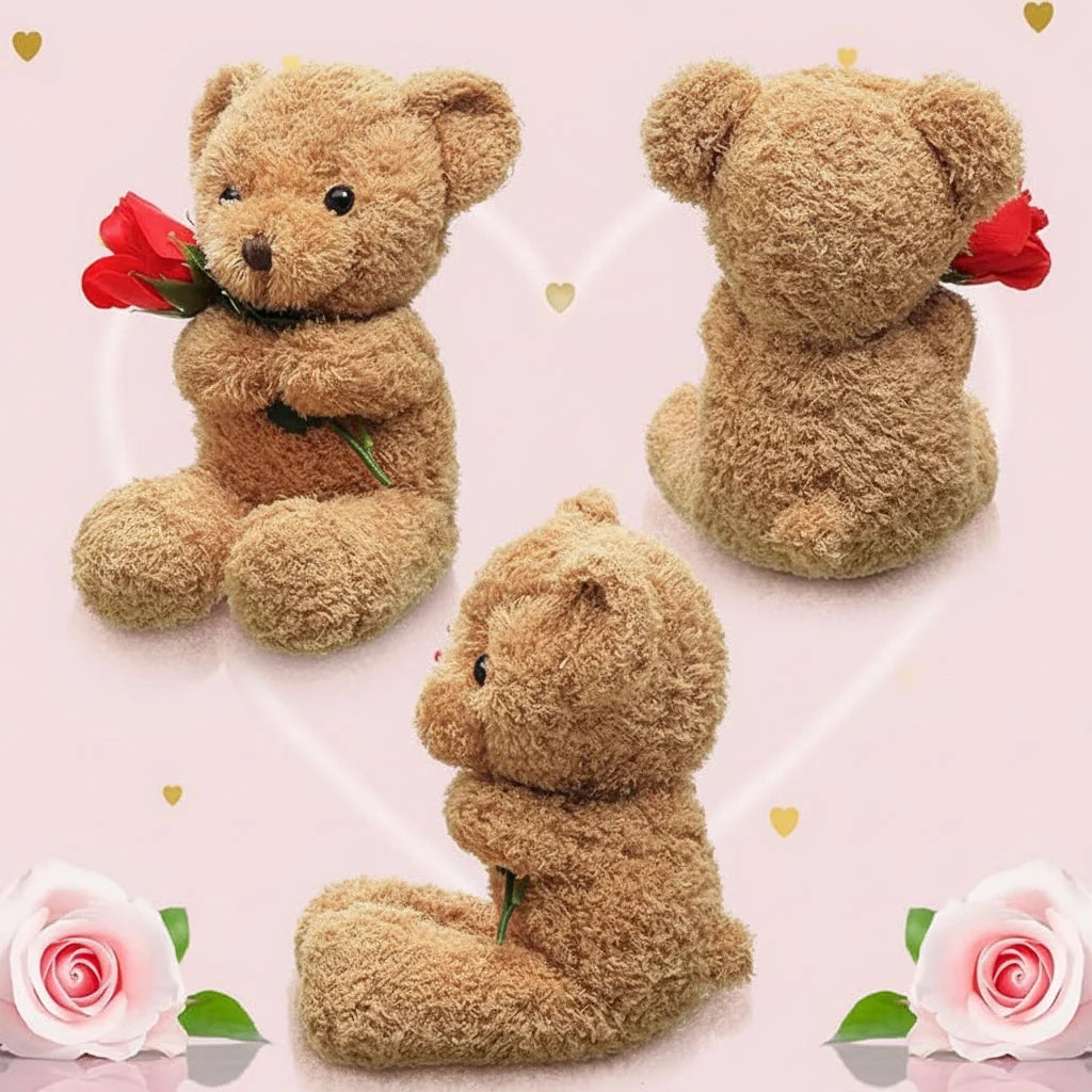 Plush Teddy Bear 30cm Fabric Rose Washable