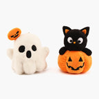 Plush Toy Cat On Pumpkin Six Inch Embroidered Face