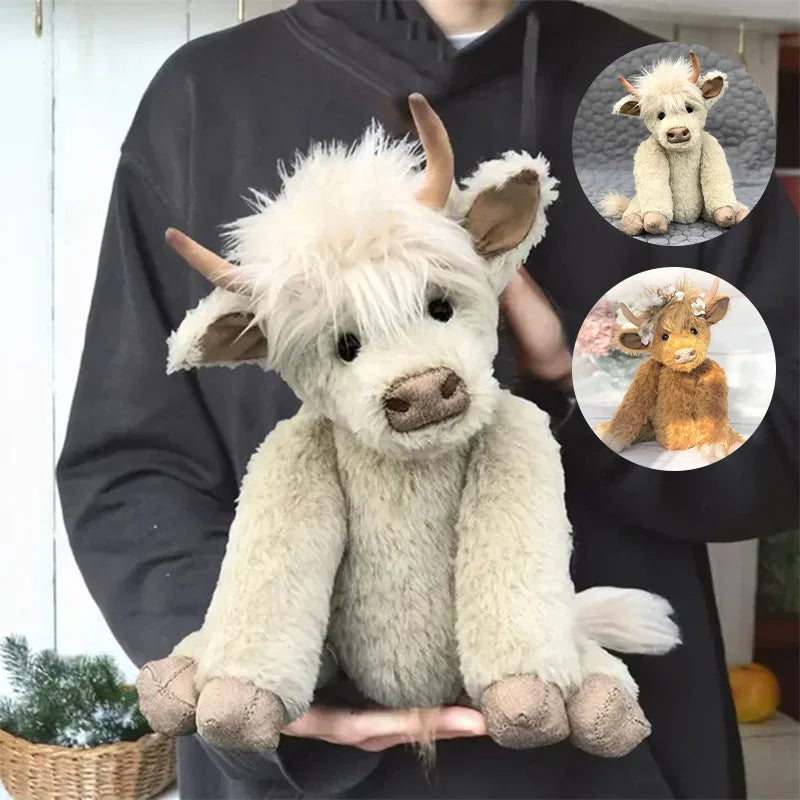Plush Toy Highland Cow Posable Joints Winter Alpaca Fur