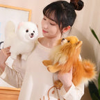 Plush Toy Pomeranian Realistic Soft Surface Washable 12 Inch