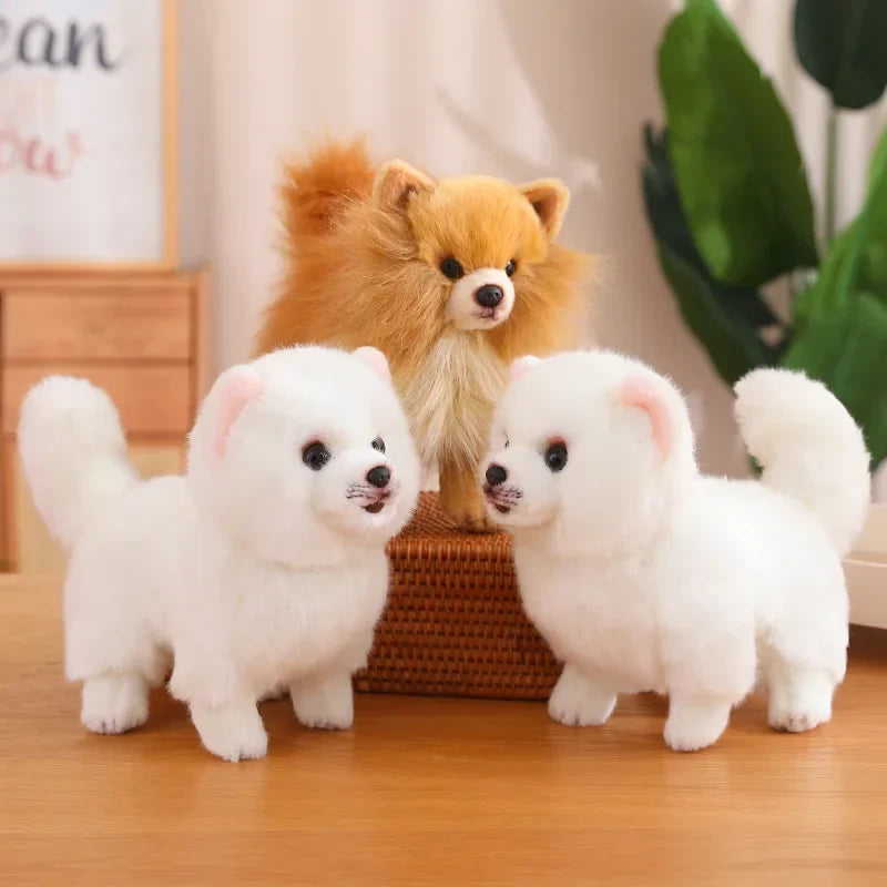 Plush Toy Pomeranian Realistic Soft Surface Washable 12 Inch