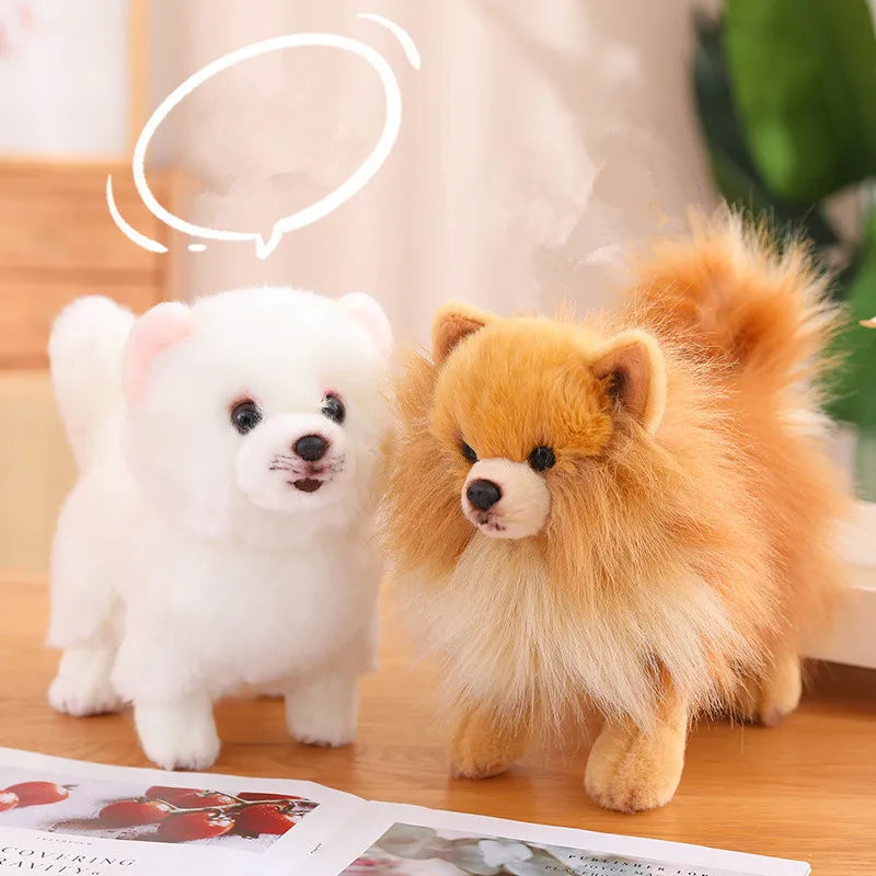 Plush Toy Pomeranian Realistic Soft Surface Washable 12 Inch