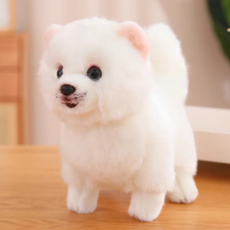Plush Toy Pomeranian Realistic Soft Surface Washable 12 Inch