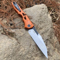 Pocket Knife Push Button Wharncliffe Blade Aluminum Handle