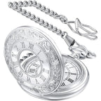 Pocket Watch Roman Numeral Quartz Movement 14.57 Inch Chain