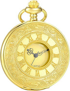 Pocket Watch Roman Numeral Quartz Movement 14.57 Inch Chain