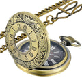 Pocket Watch Vintage Roman Numerals Quartz Movement Chain Included