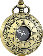 Pocket Watch Vintage Roman Numerals Quartz Movement Chain Included