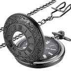 Pocket Watch Vintage Roman Numerals Quartz Movement Chain Included
