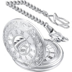 Pocket Watch Vintage Roman Numerals Quartz Movement Chain Included