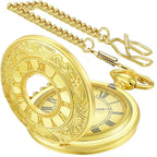 Pocket Watch Vintage Roman Numerals Quartz Movement Chain Included