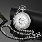Pocket Watch Vintage Roman Numerals Quartz Movement Chain Included