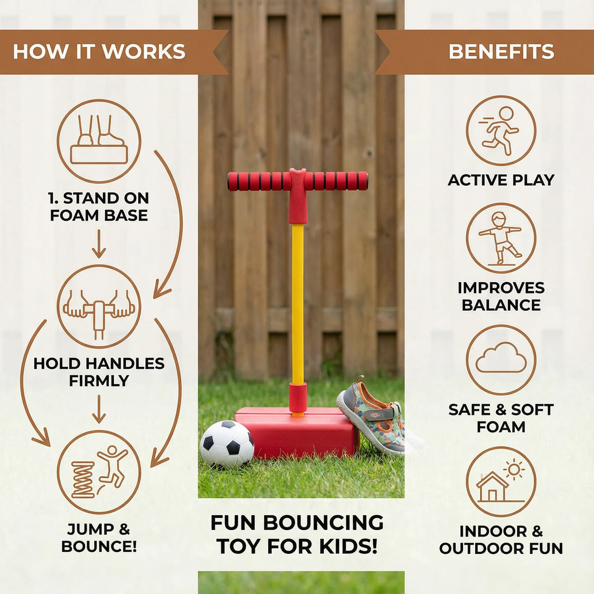 Pogo Jumper Non-Slip Foam Base & Foam Grip Handle