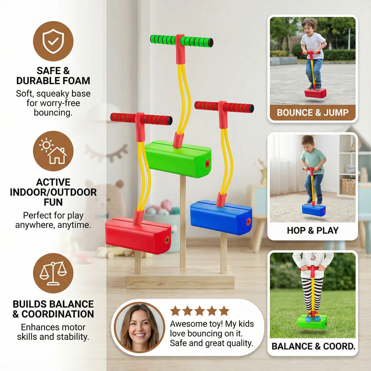 Pogo Jumper Non-Slip Foam Base & Foam Grip Handle