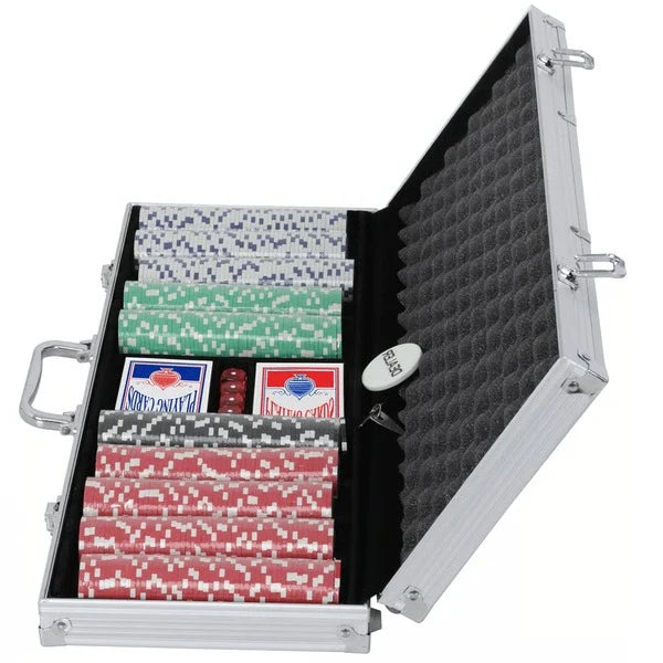 Poker Set 500-Piece Weighted Clay Chips Lockable Aluminum Case