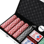 Poker Set 500-Piece Weighted Clay Chips Lockable Aluminum Case