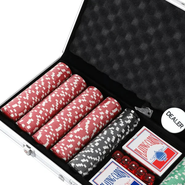 Poker Set 500-Piece Weighted Clay Chips Lockable Aluminum Case