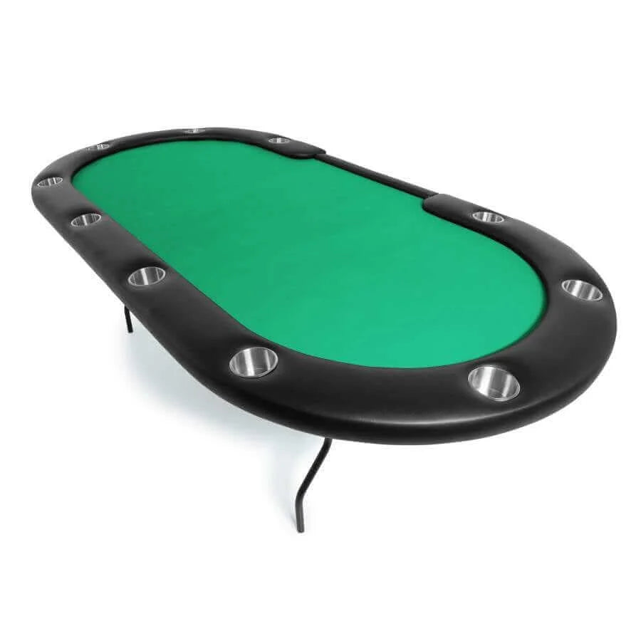 Poker Table Oval Folding Steel Legs Full Felt 10 Player