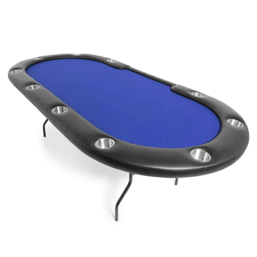 Poker Table Oval Folding Steel Legs Full Felt 10 Player
