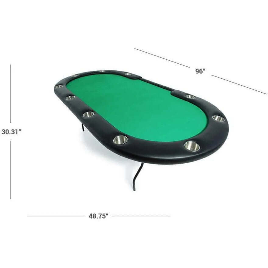 Poker Table Oval Folding Steel Legs Full Felt 10 Player