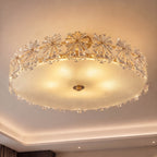 Polished Copper Starburst Glass Flush Mount Ceiling Light