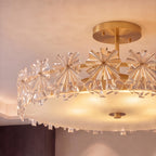 Polished Copper Starburst Glass Flush Mount Ceiling Light