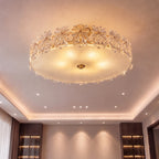 Polished Copper Starburst Glass Flush Mount Ceiling Light