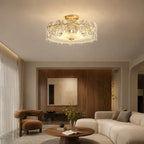 Polished Copper Starburst Glass Flush Mount Ceiling Light