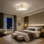 Polished Copper Starburst Glass Flush Mount Ceiling Light