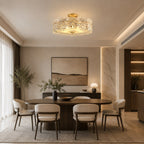 Polished Copper Starburst Glass Flush Mount Ceiling Light