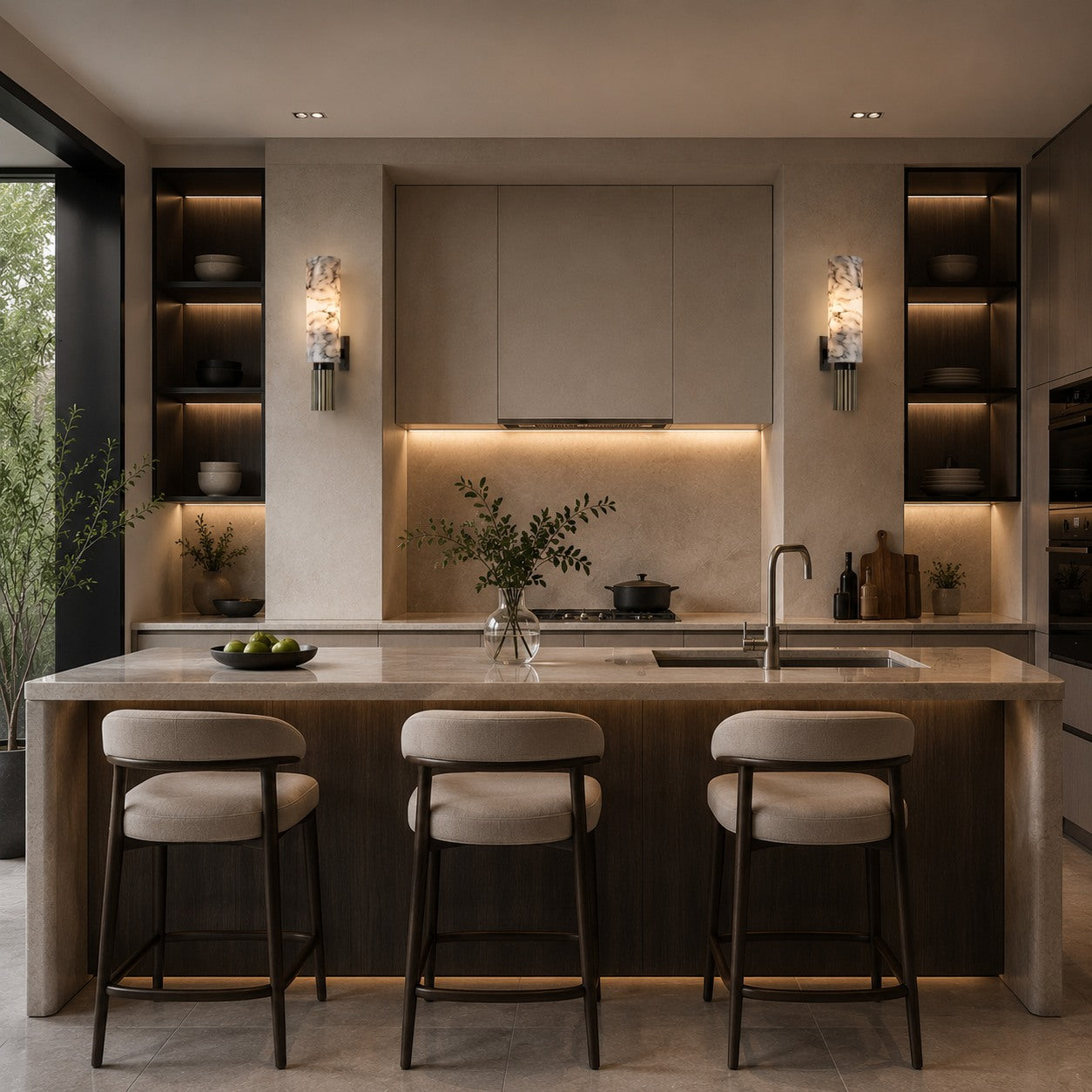 Polished Marble Hardwired LED Wall Light