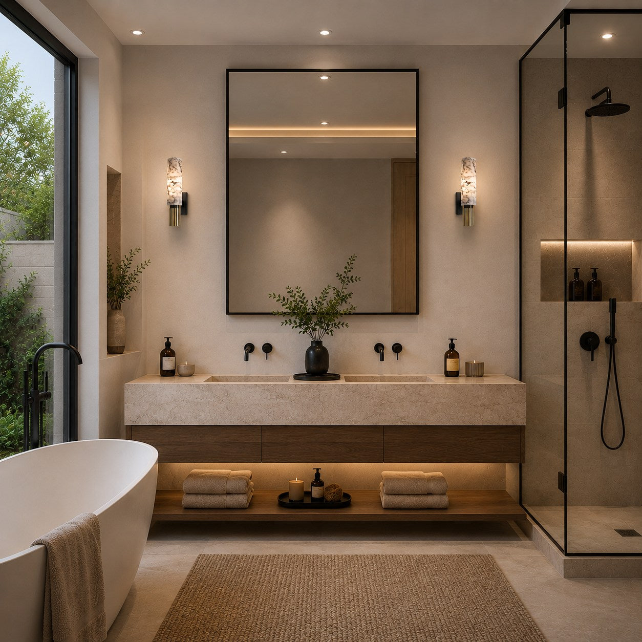 Polished Marble Hardwired LED Wall Light