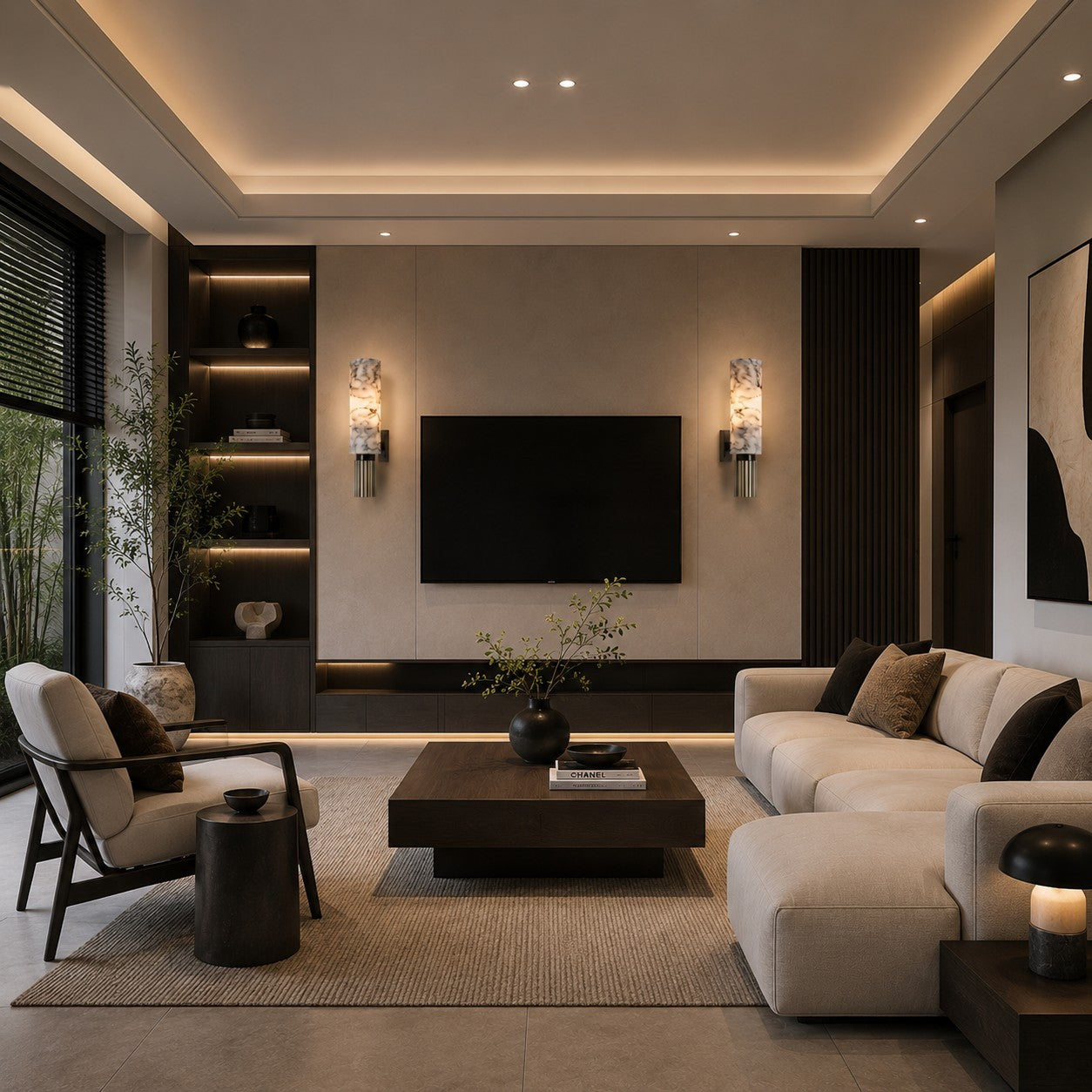 Polished Marble Hardwired LED Wall Light
