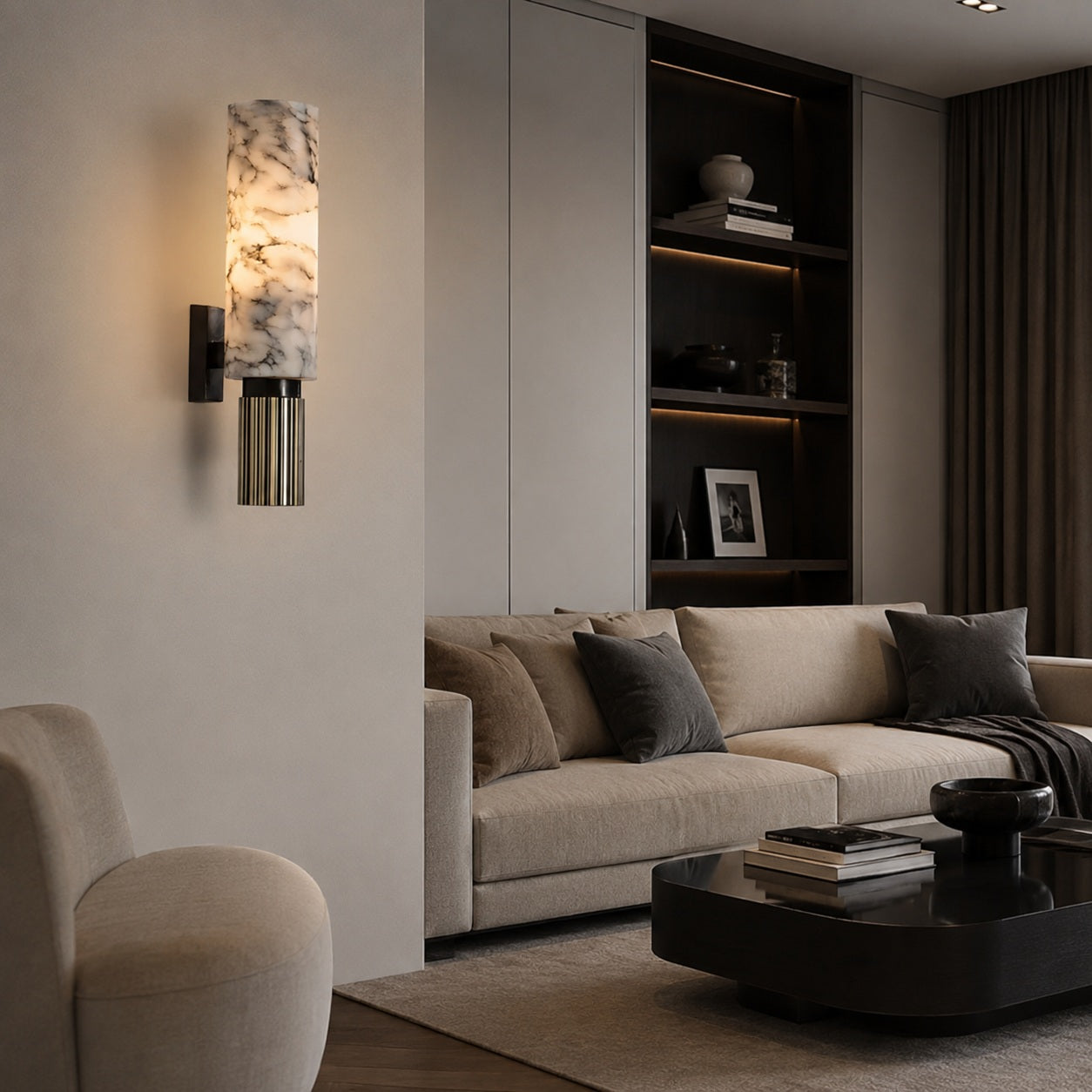 Polished Marble Hardwired LED Wall Light