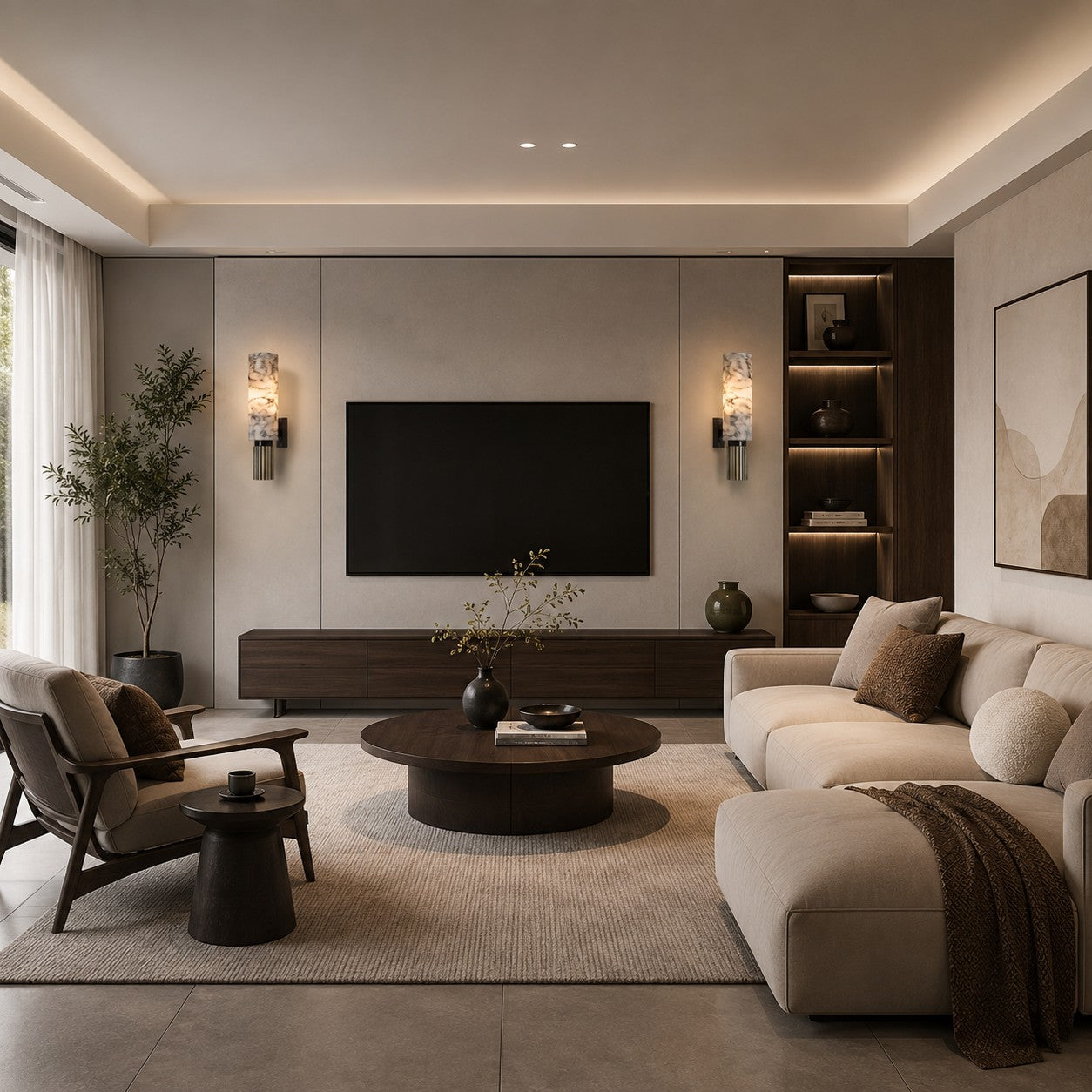 Polished Marble Hardwired LED Wall Light