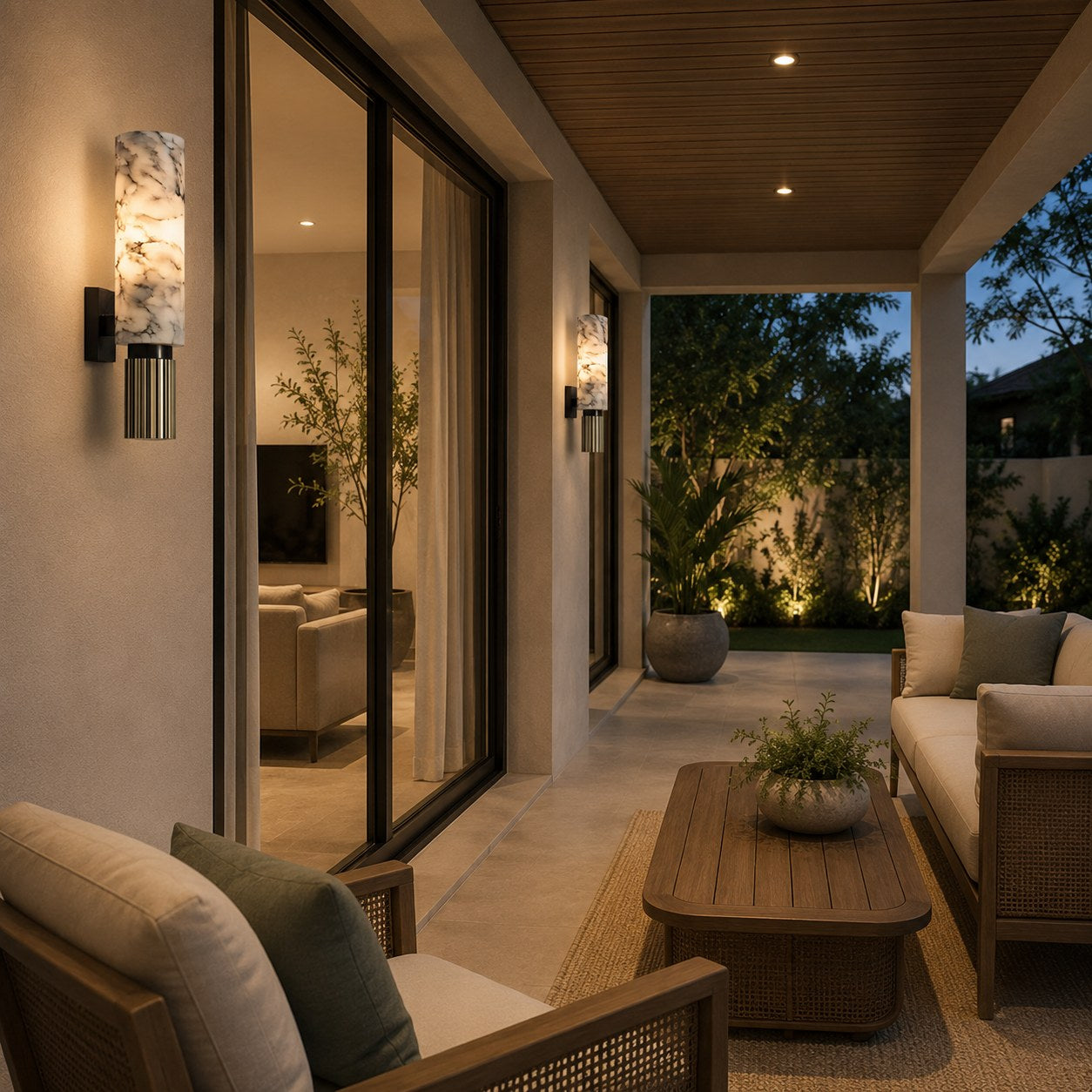 Polished Marble Hardwired LED Wall Light
