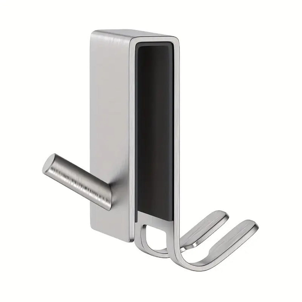 Polished Stainless Steel Over-Glass Shower Door Hooks (Fits Frameless Glass Doors)