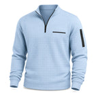 Polo Shirt Quarter-Zip Waffle Knit Long Sleeve