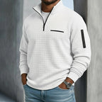 Polo Shirt Quarter-Zip Waffle Knit Long Sleeve