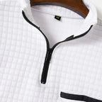 Polo Shirt Quarter-Zip Waffle Knit Long Sleeve